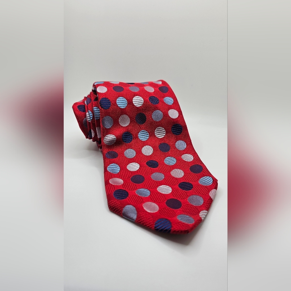 Frangi Luxury Red 100% Silk Polka Dot Tie Made In Italy